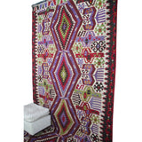Vintage Handmade Turkish Kilim - 5x10 ft | Red Geometric Bohemian Rug for Area
