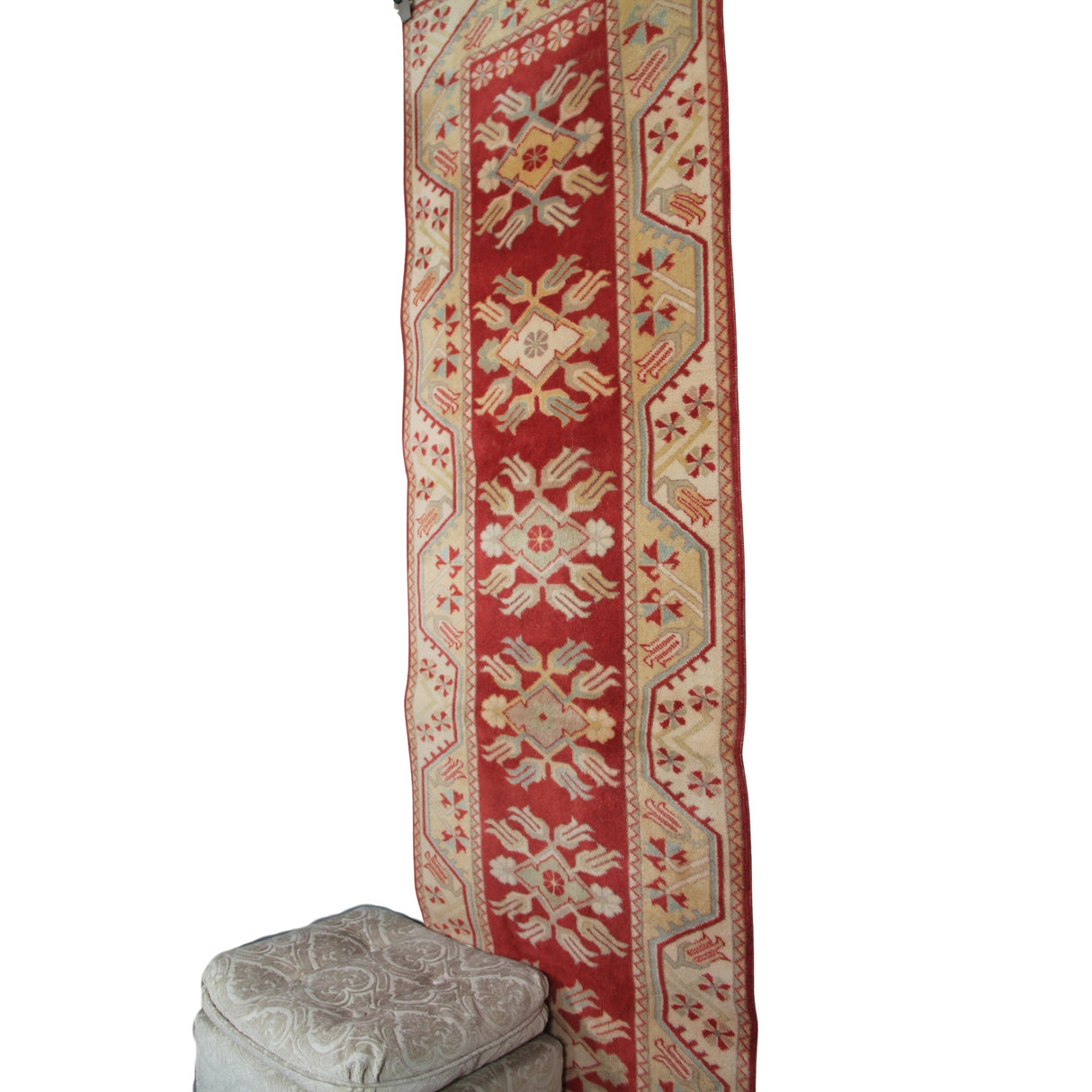 Vintage Wool Turkish Rug - 2x9 ft | Handmade Tribal Oushak Carpet for Hallway