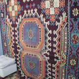 Curated Vintage Purple Kilim - 6x10 ft | Wool Handmade Turkish Rug for Bedroom