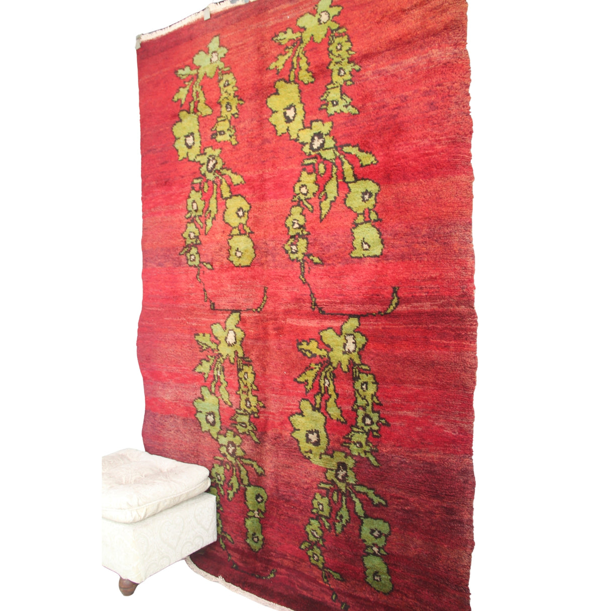 Vintage Handmade Turkish Rug - 5x7 ft | Red Wooly Floral Rug for Bedroom