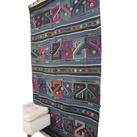 Curated Vintage Turkish Kilim - 5x8 ft | Wool Handmade Rustic Rug for Living Room