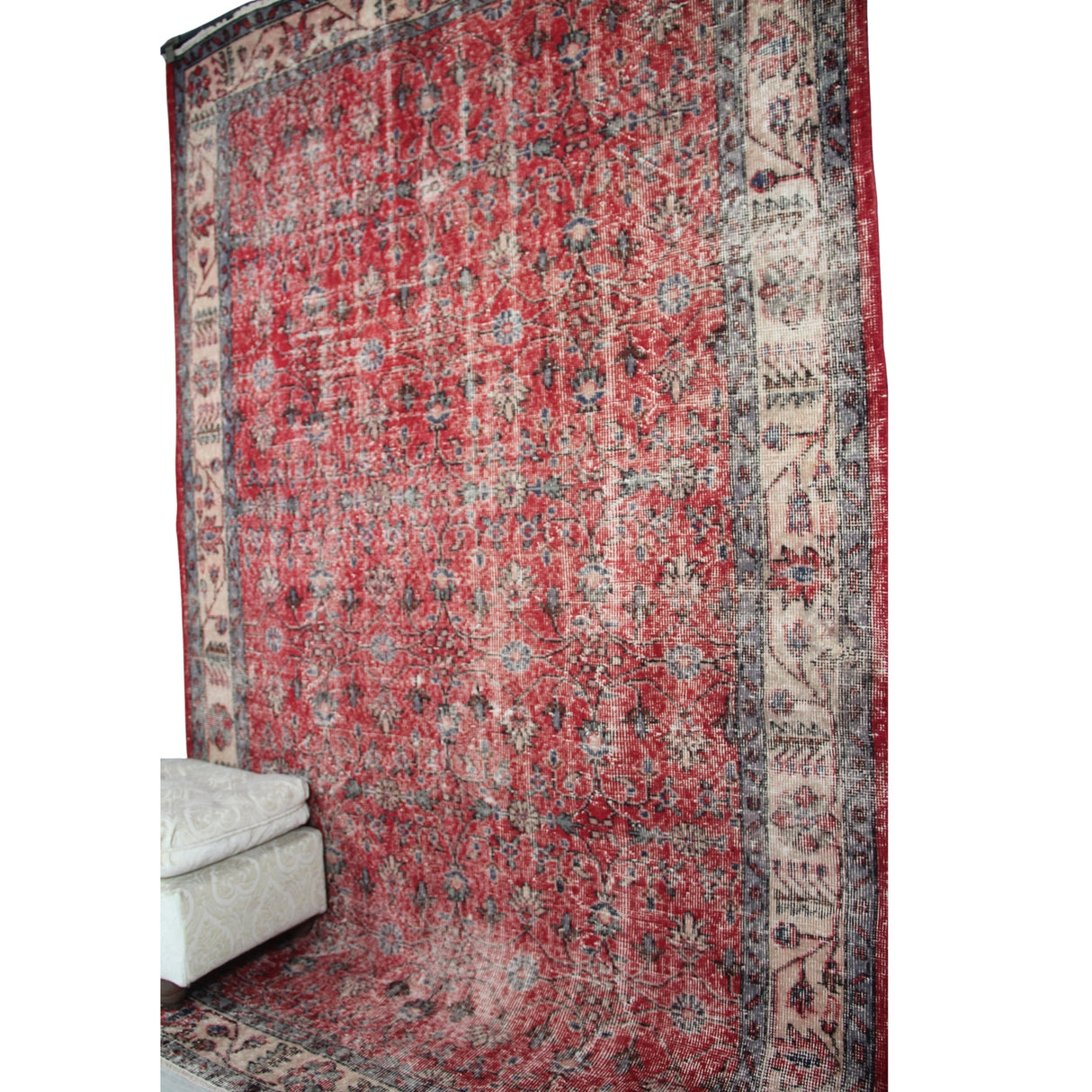 Vintage Red Oushak Rug - 5x9 ft | Wool Rustic Turkish Carpet for Living Room