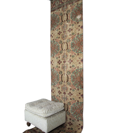 Vintage Oriental Rug Runner - 2x9 ft | Wool Beige Oushak Carpet for Hallway