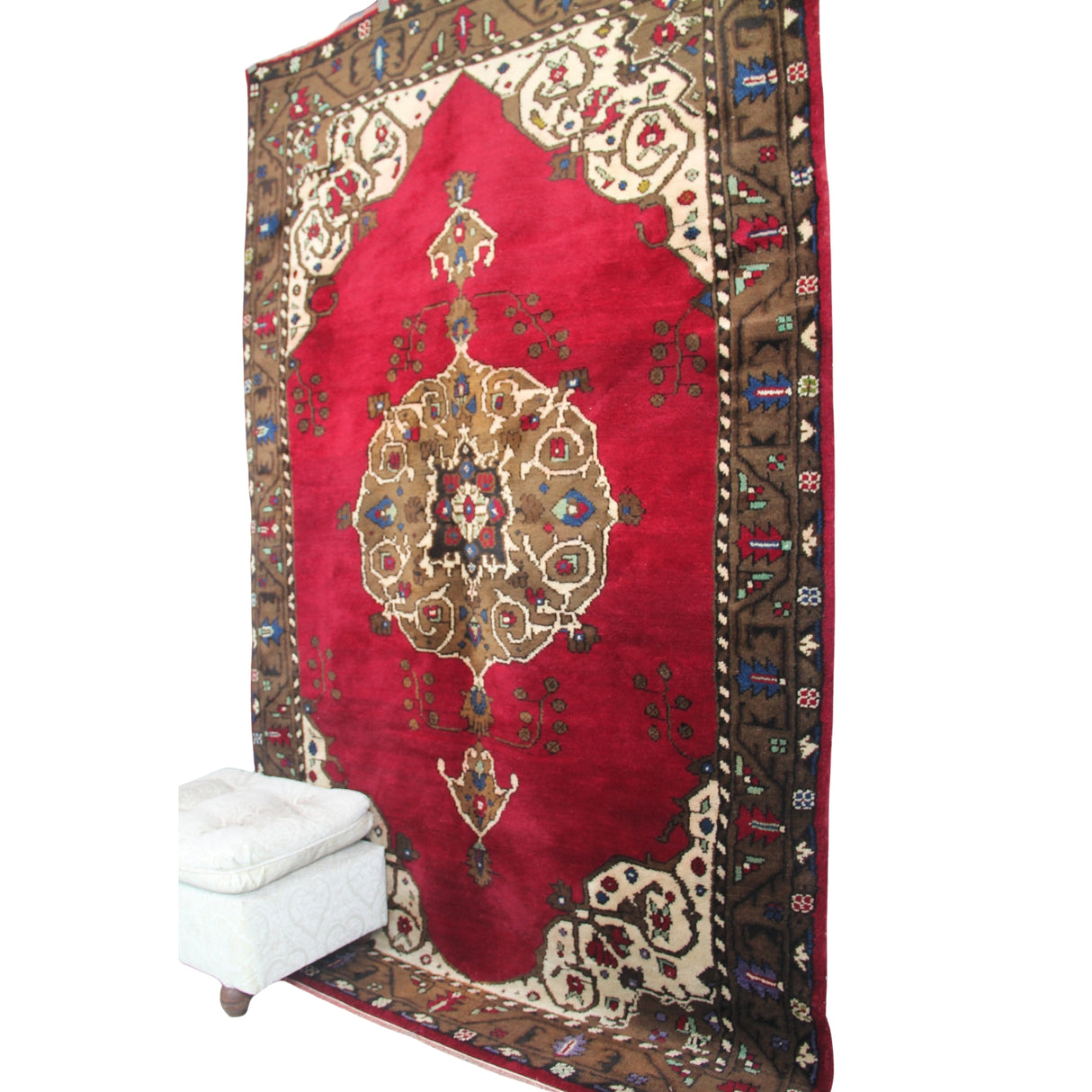 Curated Vintage Handmade Rug - 5x8 ft | Red Antique Anatolian Carpet for Area