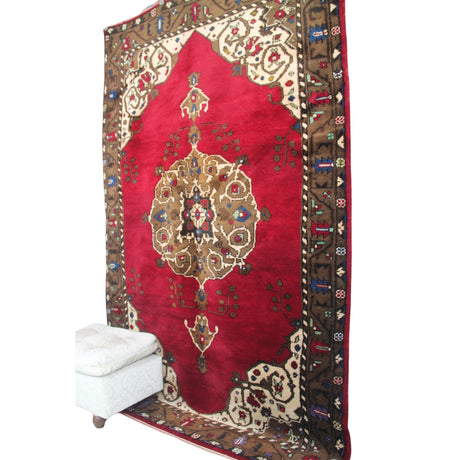Curated Vintage Handmade Rug - 5x8 ft | Red Antique Anatolian Carpet for Area