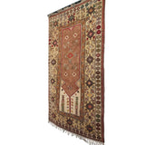 Vintage Handmade Turkish Rug - 3x6 ft | Brown Tribal Oushak Carpet for Bedroom