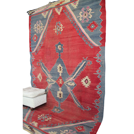 Curated Antique Red Kilim - 6x10 ft | Vintage Handmade Oushak Rug for Area