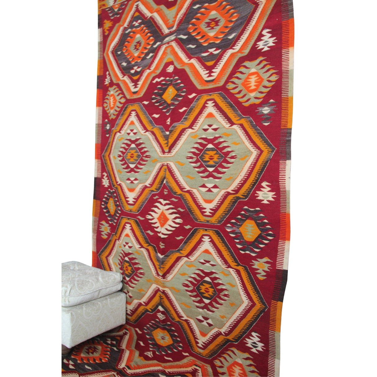 Vintage Red Southwestern Rug - 4x9 ft | Handmade Anatolian Rustic Kilim