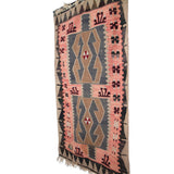 Brown And Pink Kilim - 3x6 ft | Wool Vintage Handmade Rug with Bohemian Style