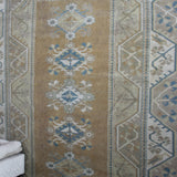 Vintage Handmade Oushak Rug - 6x9 ft | Tribal Beige Wool Turkish Carpet