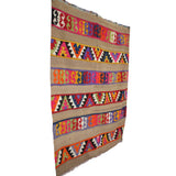 Vintage Southwestern Handmade Rug - 4x5 ft | Wool Brown Turkish Kilim Rug
