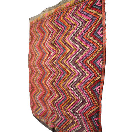 Vintage Multi-color Handmade Rug - 5x6 ft | Wool Anatolian Boho Kilim for Area