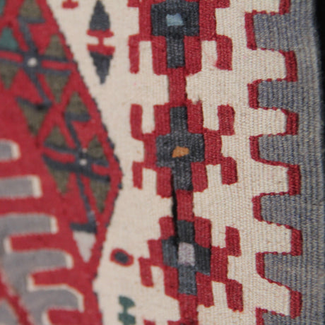 Vintage Curated Turkish Kilim - 4x8 ft | Wool Anatolian Red Boho Rug for Area