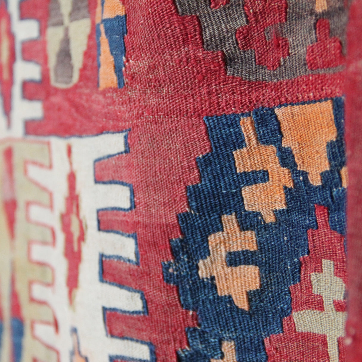 Curated Antique Kilim Rug - 5x5 ft | Old Anatolian Handmade Carpet