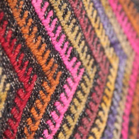 Vintage Multi-color Handmade Rug - 5x6 ft | Wool Anatolian Boho Kilim for Area