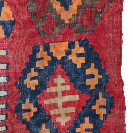 Curated Antique Kilim Rug - 5x5 ft | Old Anatolian Handmade Carpet
