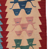 Vintage Tribal Red Kilim - 5x7 ft | Wool Handmade Turkish Rug for Living Room