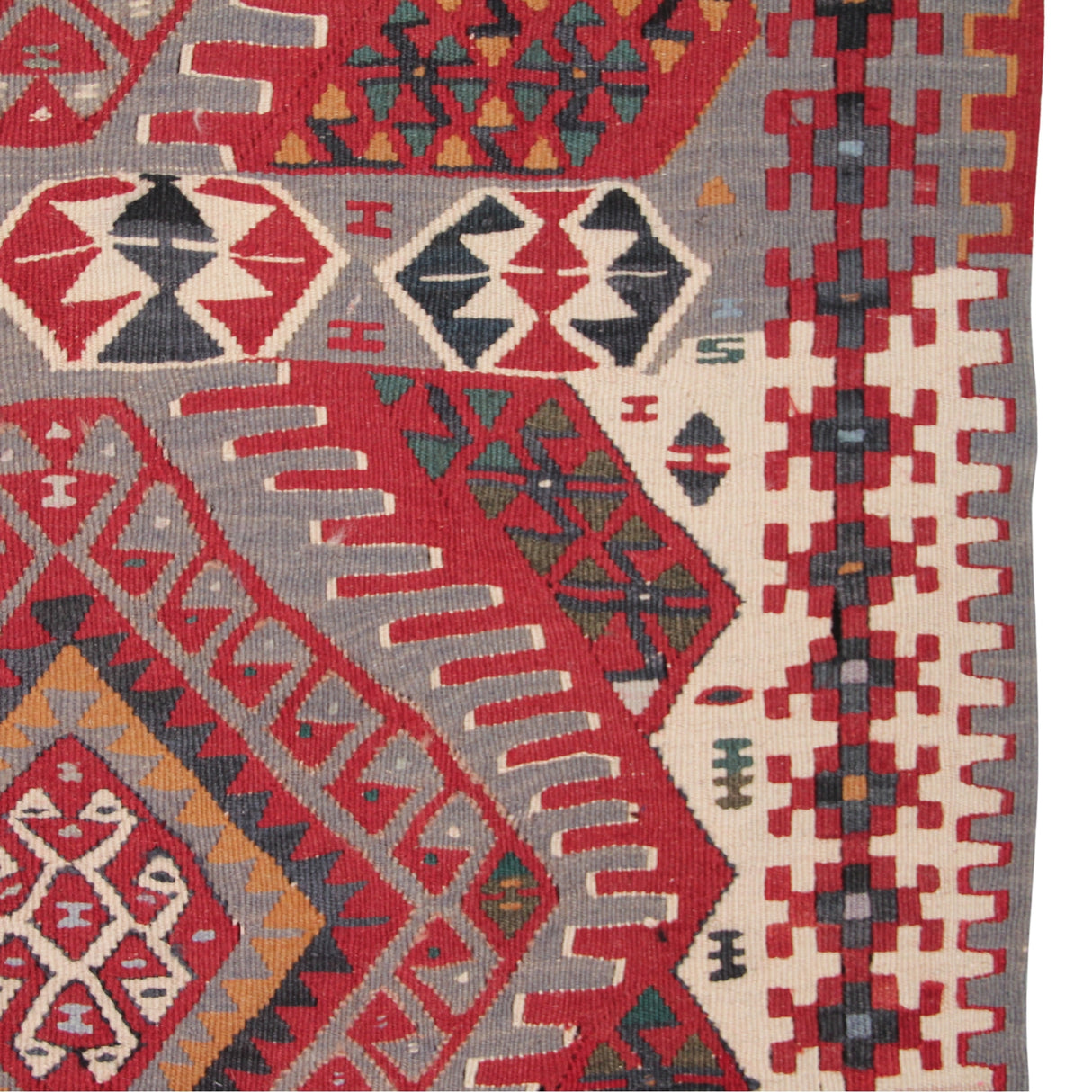 Vintage Curated Turkish Kilim - 4x8 ft | Wool Anatolian Red Boho Rug for Area