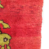 Vintage Handmade Turkish Rug - 5x7 ft | Red Wooly Floral Rug for Bedroom