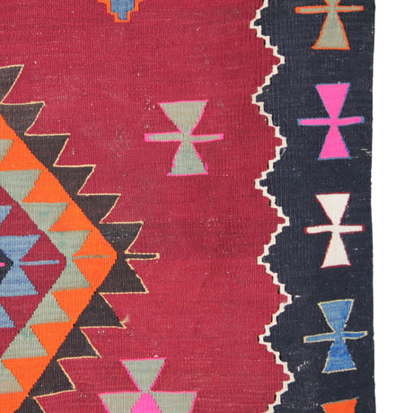 Vintage Red Turkish Kilim - 5x7 ft | Handmade Tribal Boho Rug for Living Room