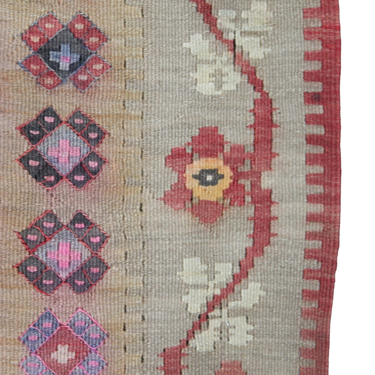 Vintage Curated Antique Kilim - 5x9 ft | Handmade Red Floral Turkish Rug