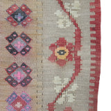 Vintage Curated Antique Kilim - 5x9 ft | Handmade Red Floral Turkish Rug