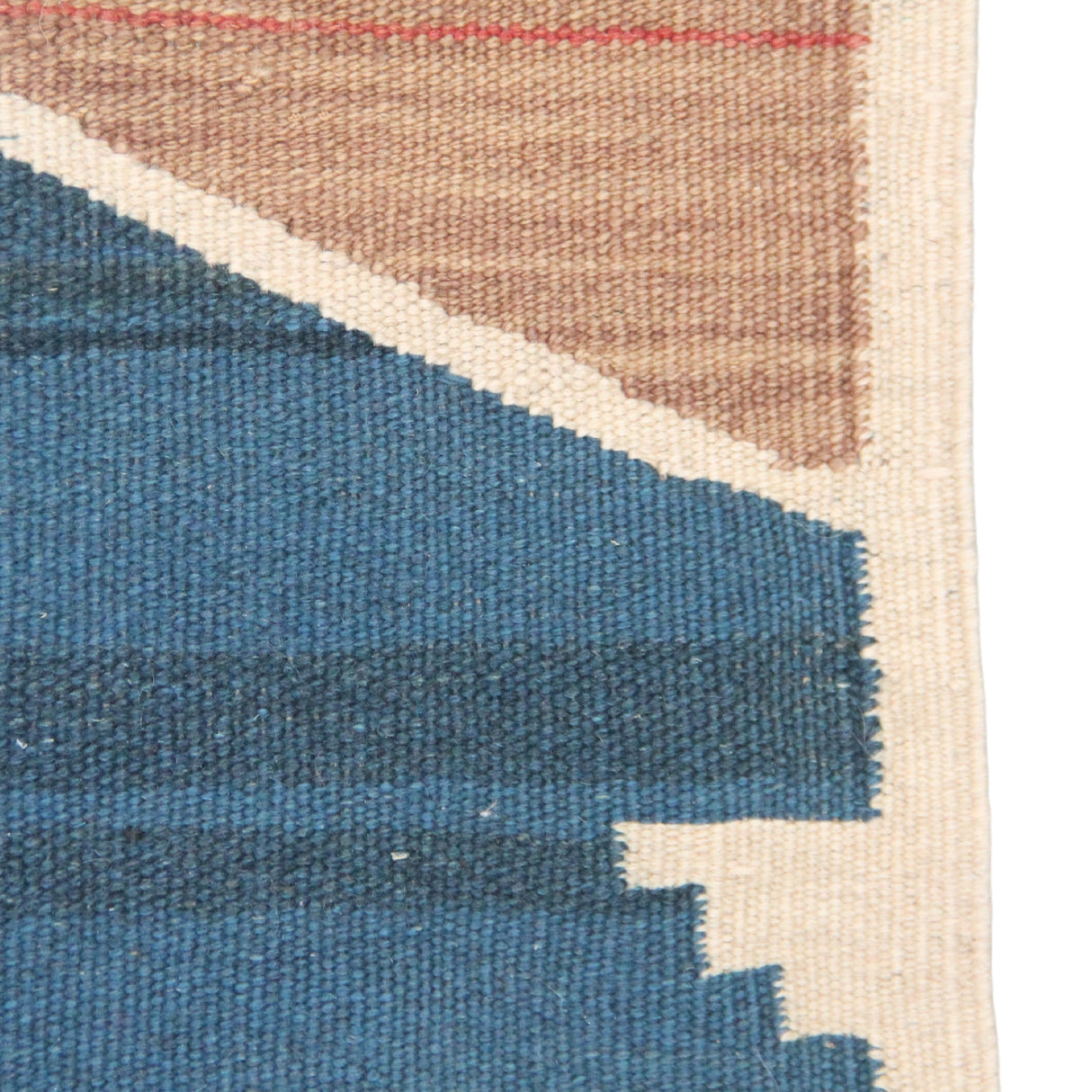 Vintage Wool Flatweave Rug - 3x4 ft | Handmade Aztec Design Blue Kilim
