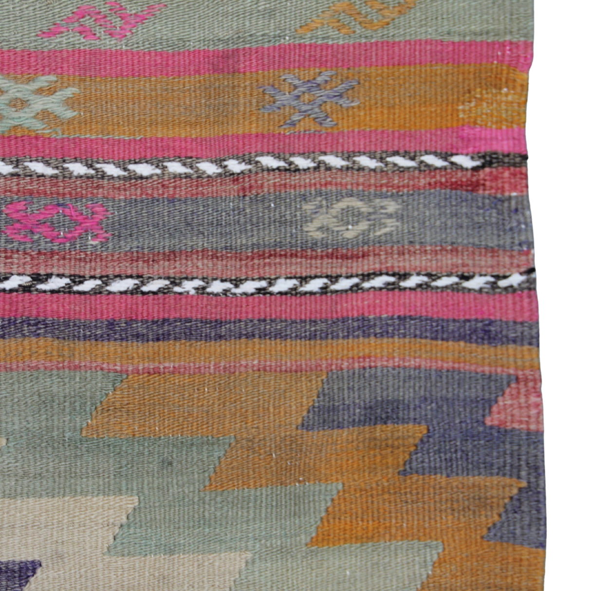 Muted Vintage Boho Kilim - 5x7 ft | Wool Turkish Handmade Rug for Living Area