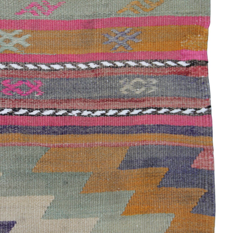 Muted Vintage Boho Kilim - 5x7 ft | Wool Turkish Handmade Rug for Living Area
