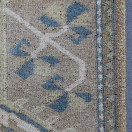 Vintage Handmade Oushak Rug - 6x9 ft | Tribal Beige Wool Turkish Carpet