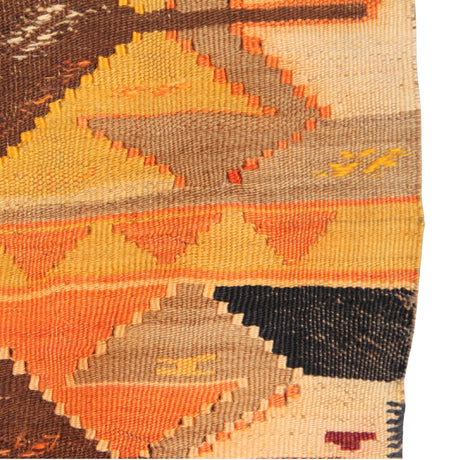 Curated Antique Wool Kilim - 3x4 ft | Orange Vintage Turkish Rug for Home Decor
