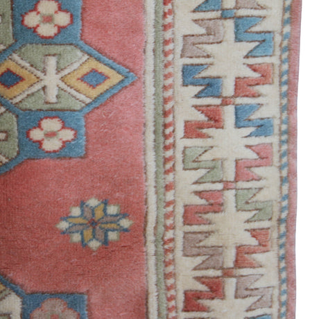 Vintage Handmade Pink Runner - 2x9 ft | Wool Tribal Turkish Rug for Hallway