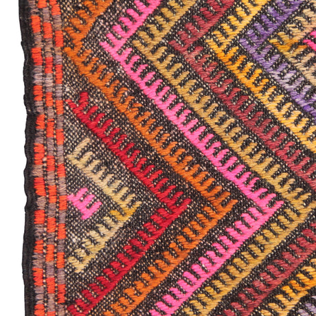 Vintage Multi-color Handmade Rug - 5x6 ft | Wool Anatolian Boho Kilim for Area