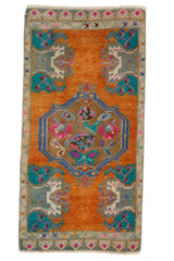 Antika El Dokuma Çiçek Desenli Halı / Besni 53 x 103 cm