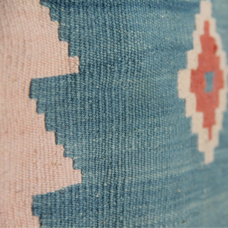 Vintage Blue Handmade Kilim - 3x6 ft | Turkish Tribal Flatweave Rug for Bedroom