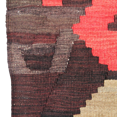 Brown Vintage Wool Kilim - 6x11 ft | Oversize Turkish Area Rug for Living Room