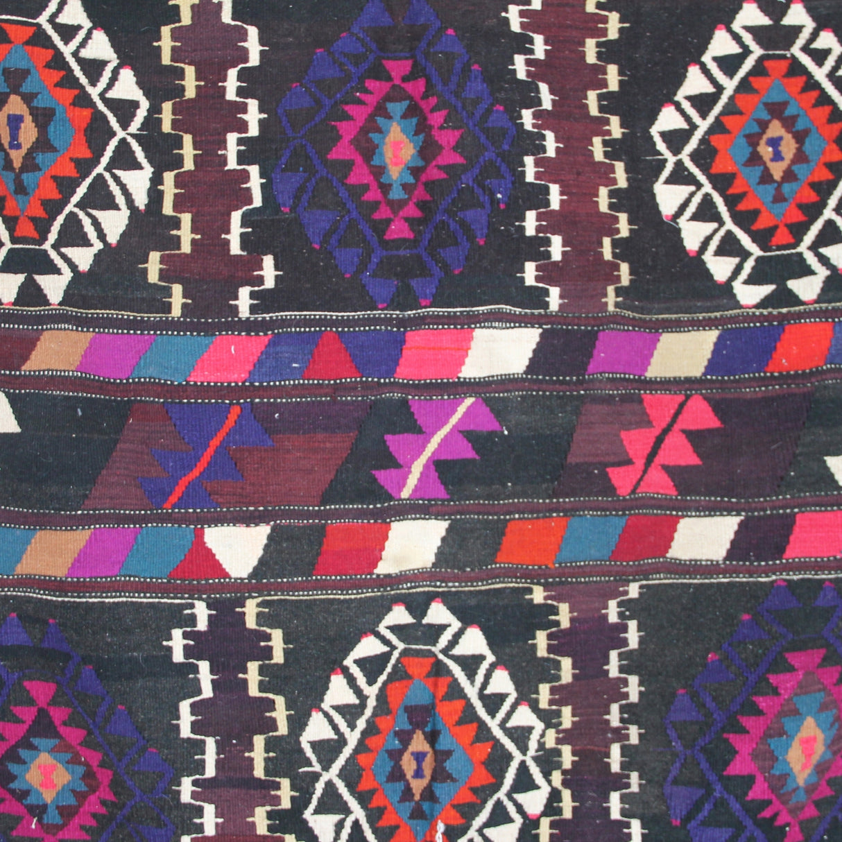 Vintage Flatweave Wool Kilim - 4x8 ft | Wool Handmade Turkish Rug for Living Room