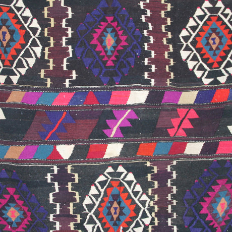 Vintage Flatweave Wool Kilim - 4x8 ft | Wool Handmade Turkish Rug for Living Room