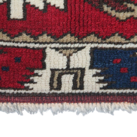 Curated Vintage Accent Rug - 3x6 ft | Handmade Red Wool Rug With Eclectic Pattern