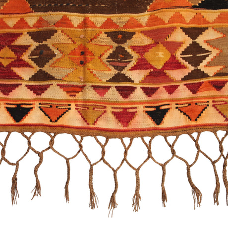 Curated Antique Wool Kilim - 3x4 ft | Orange Vintage Turkish Rug for Home Decor