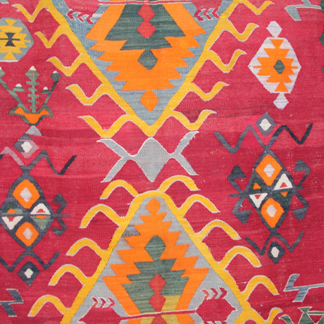 Curated Vintage Red Kilim - 6x9 ft | Handmade Anatolian Rug for Rustic Area