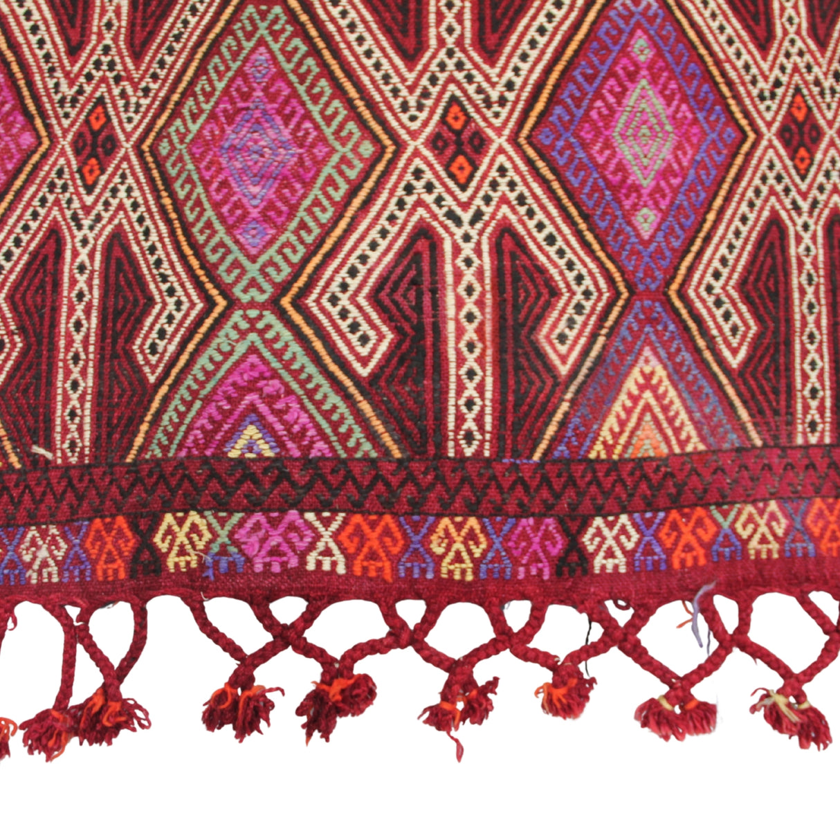 Vintage Tribal Kilim Rug - 3x5 ft | Red Rustic Turkish Rug for Area