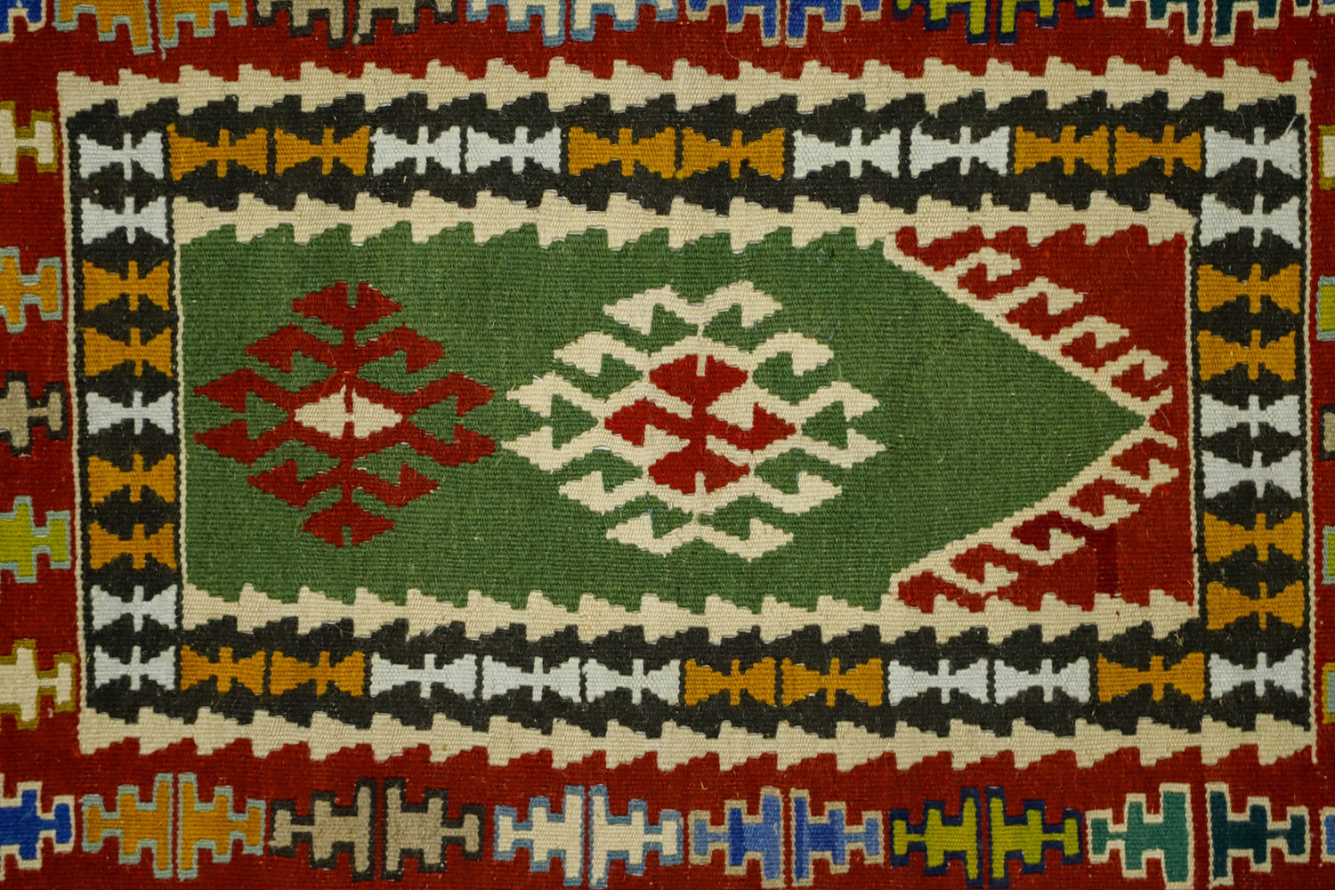 Ahırlı / 2x3 Red Tribal Boho Kilim Rug Close Up