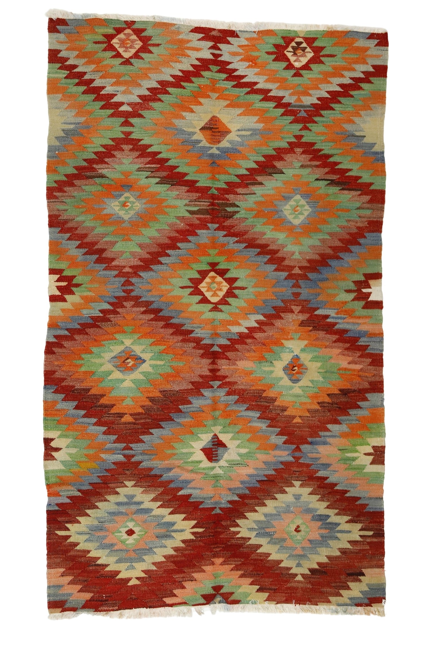 Alahabalı / 4x7 Vintage Bohemian Turkish Kilim Rug Front Side