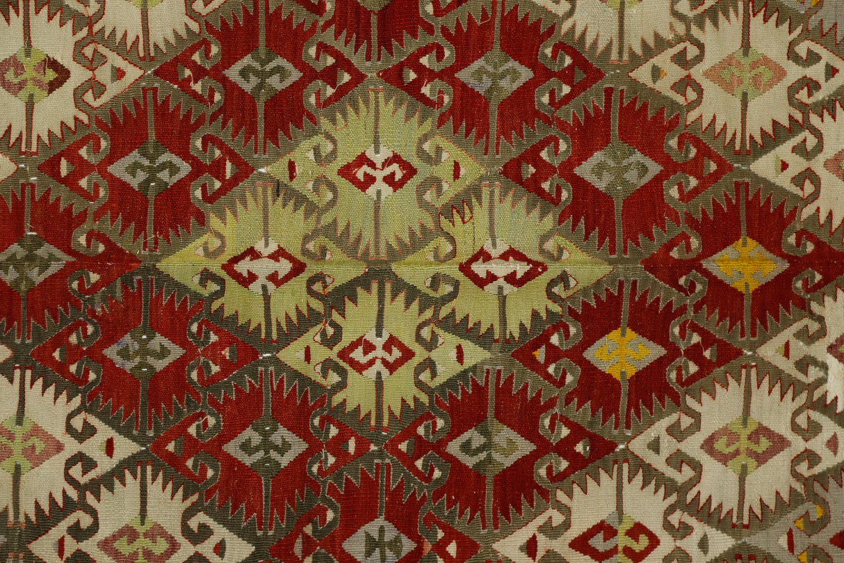Alayhanı / 5x12 Vintage Oriental Area Kilim Rug Close Up