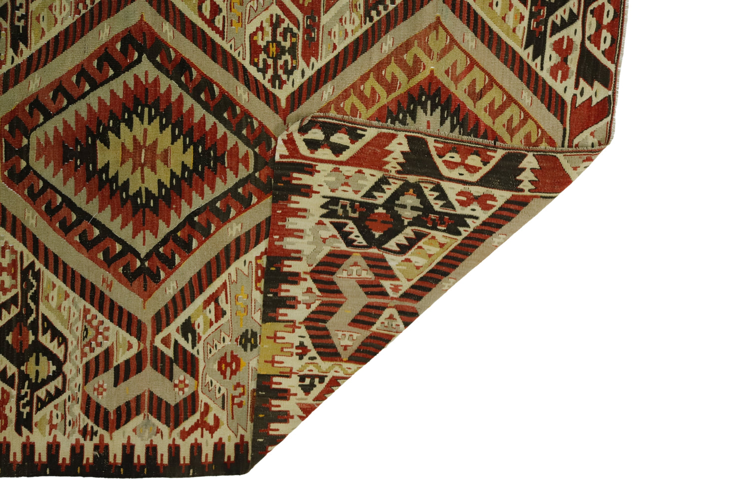 Altınkaya / 5x10 Vintage Rustic Wool Kilim Rug Back Side