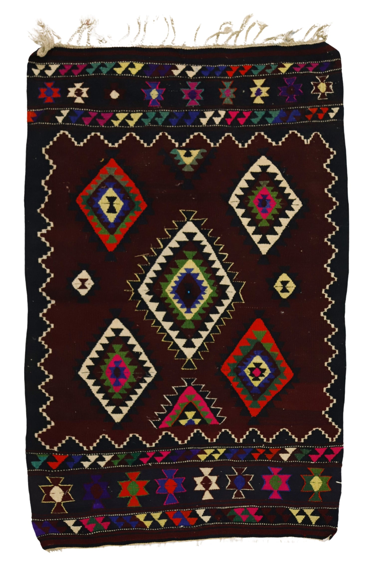 Aslanapa / 2x3 Red Tribal Turkish Kilim Rug Front Side
