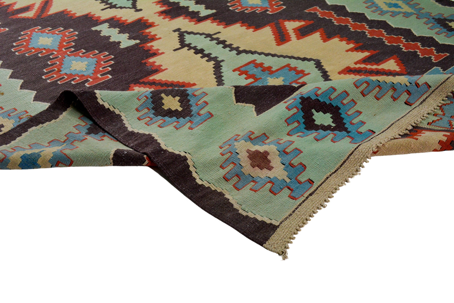Asmakaya / 5x8 Green Vintage Oriental Kilim Texture