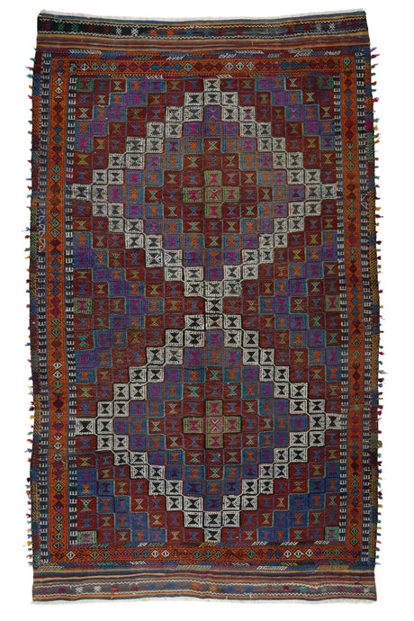 Bezirci / 5x9 Vintage Wool Oriental Kilim Rug Front Side