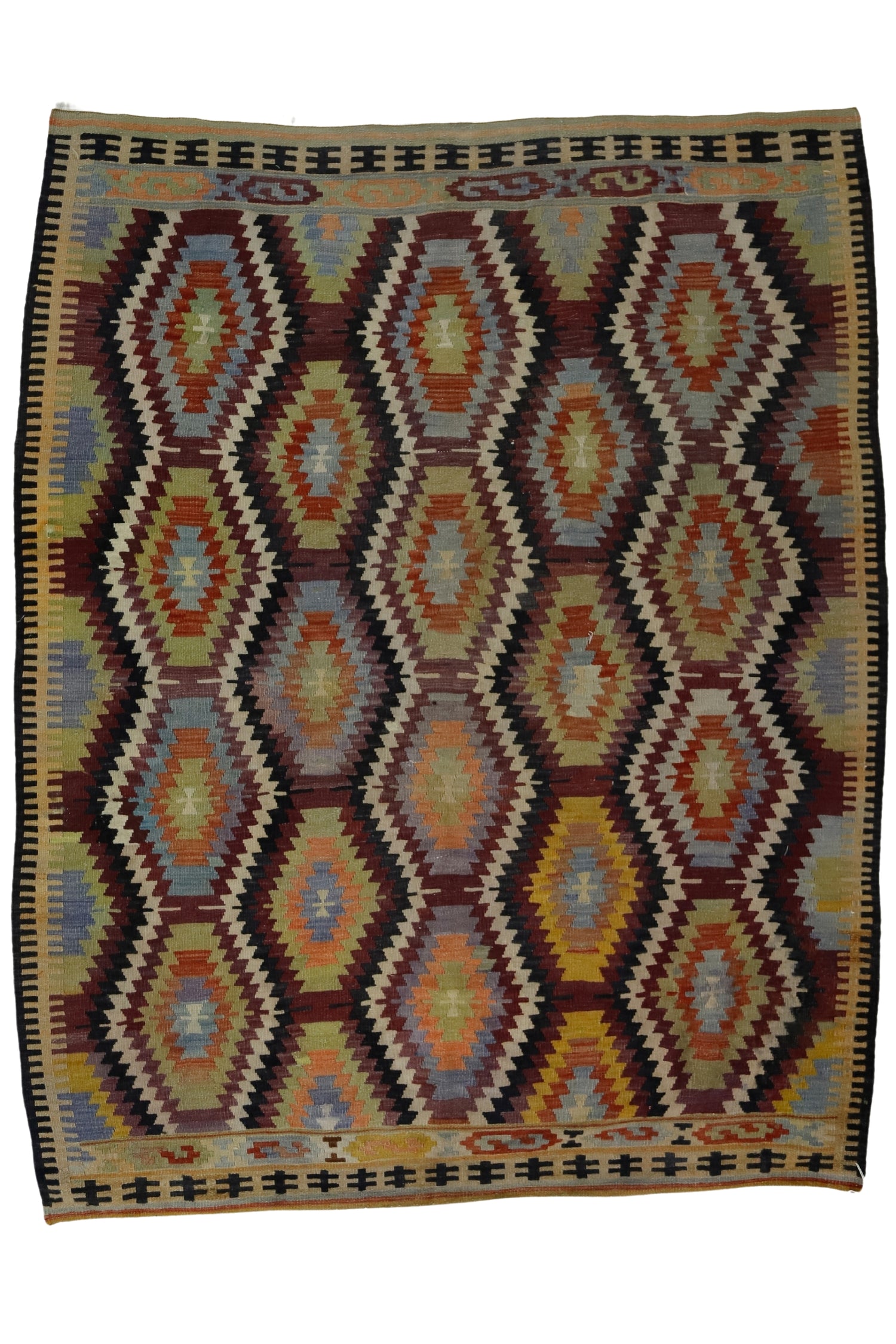 Camkoy / 5x6 Wool Vintage Turkish Kilim Rug Front Side